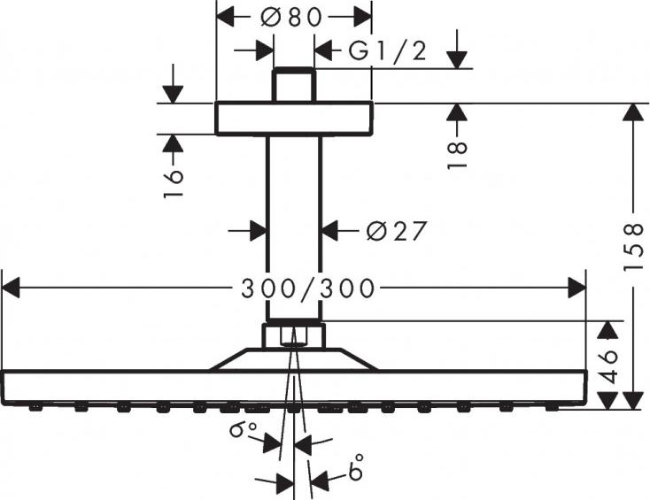 Верхний душ Hansgrohe Raindance E 300 1jet 26250140, бронза