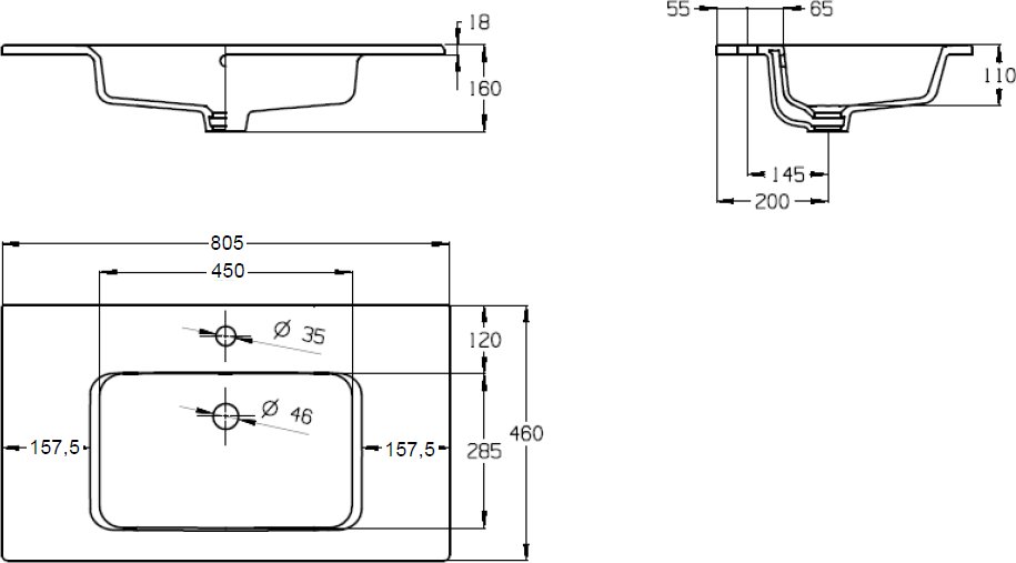 Раковина 80 см Roca The Gap 3279A4000, белый