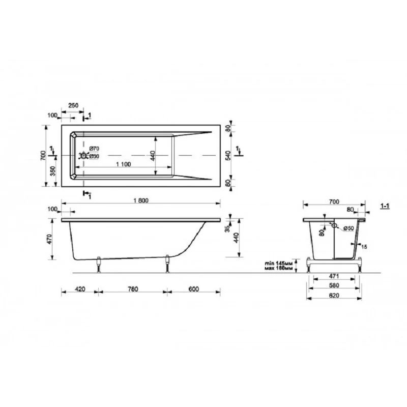 Ванна из искуственного камня Delice Diapason DLR330008 белый