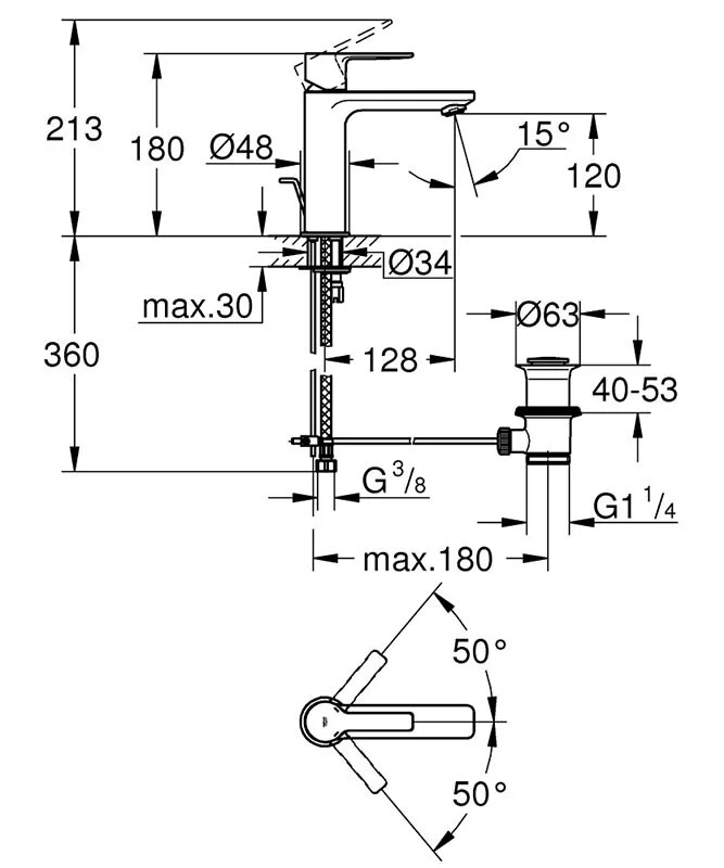 Смеситель для раковины Grohe Lineare New 32114AL1 черный