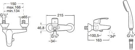 Смеситель для ванны Roca Monodin 5A0107C02, хром