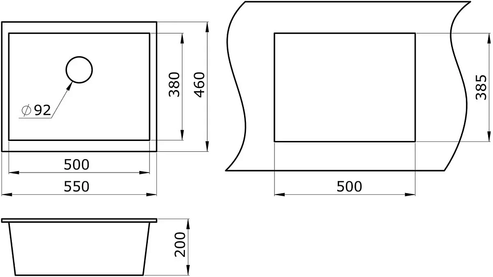 Кухонная мойка Granula GR-5551 Ут000006226 бежевый