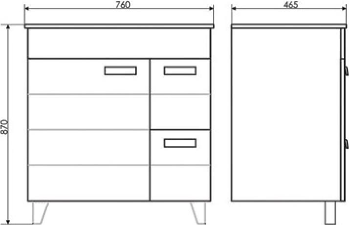 Тумба с раковиной Comforty Клеон 75Н 00-00004758CF, белый/дуб дымчатый