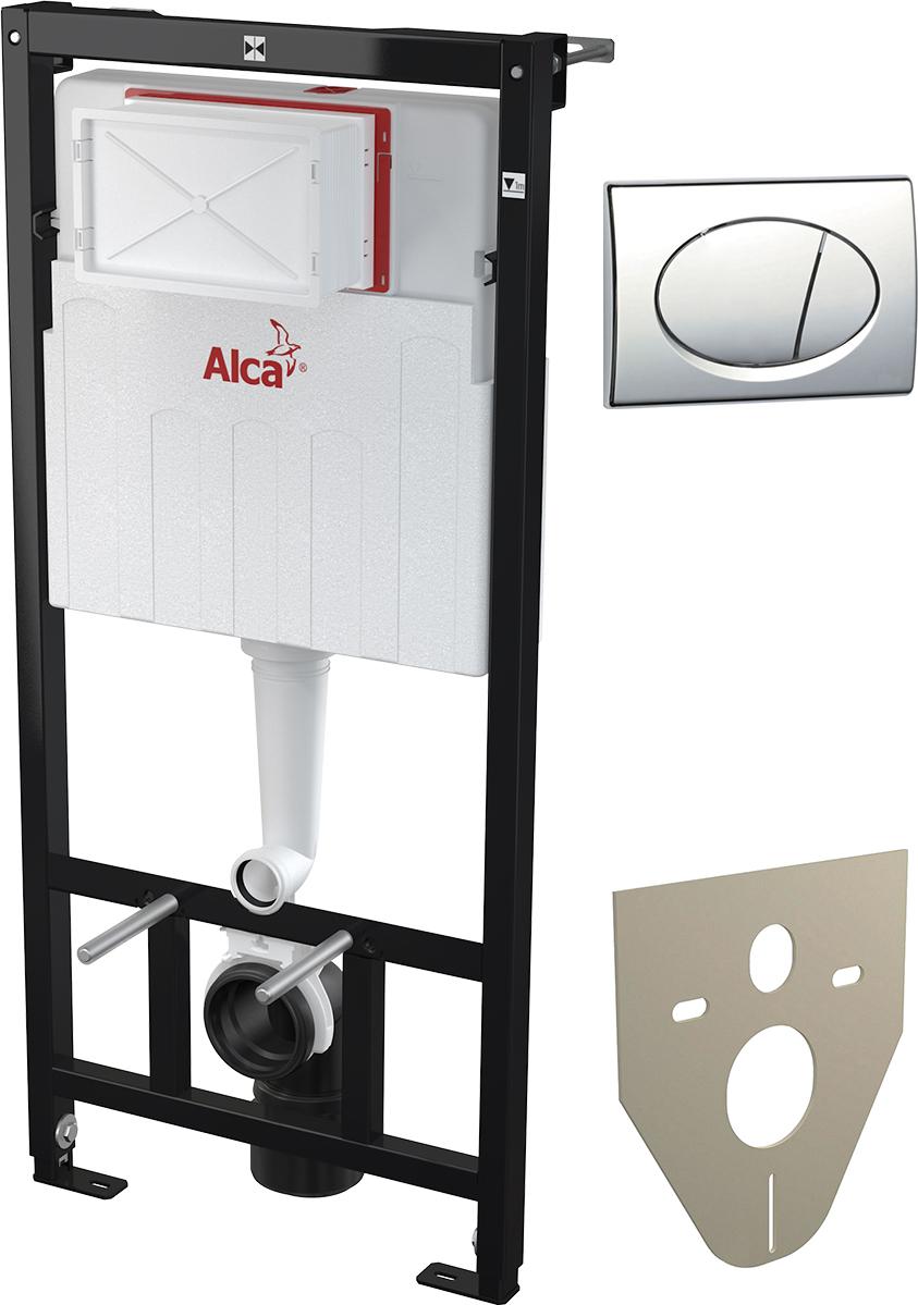 Система инсталляции для унитазов AlcaPlast Sadromodul AM101/1120 + M71 + M91 4 в 1 кнопка смыва хром