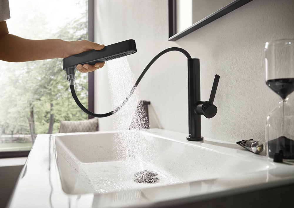 Смеситель для раковины Hansgrohe Finoris 76063670, матовый чёрный