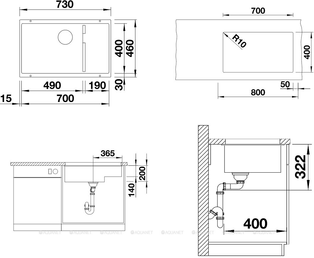 Кухонная мойка Blanco Subline 700-U Level 526004, черный