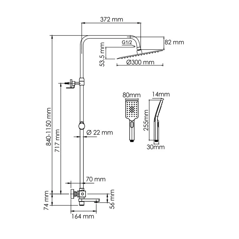 Душевая система WasserKRAFT серия A A199.262.201.BG Thermo золото