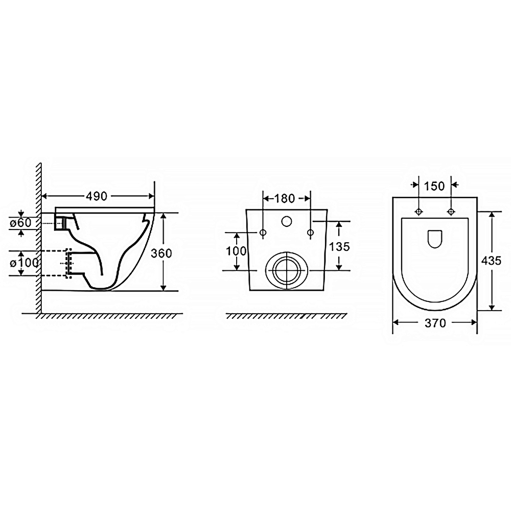 Унитаз подвесной Azario Grado AZ-0046 -N безободковый с микролифтом, белый