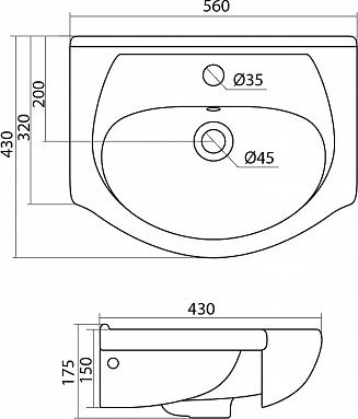 Тумба с раковиной Aquaton Джимми 57 М 1A2504K0DJ010, белый