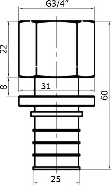 Переходник Stout SFA 0002 25xG 3/4" аксиальный с внутренней резьбой