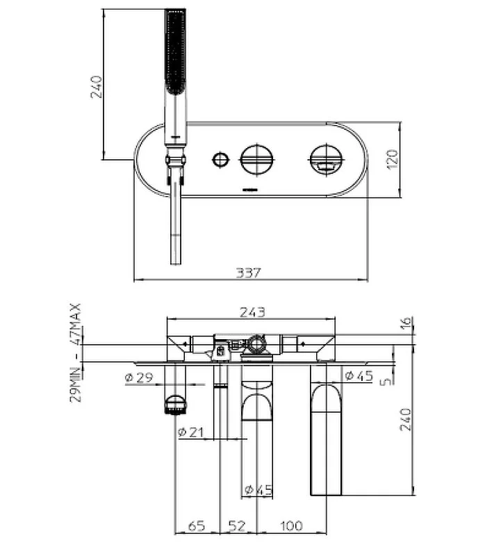 Смеситель для ванны с душем Bossini Apice Z00555.030 хром