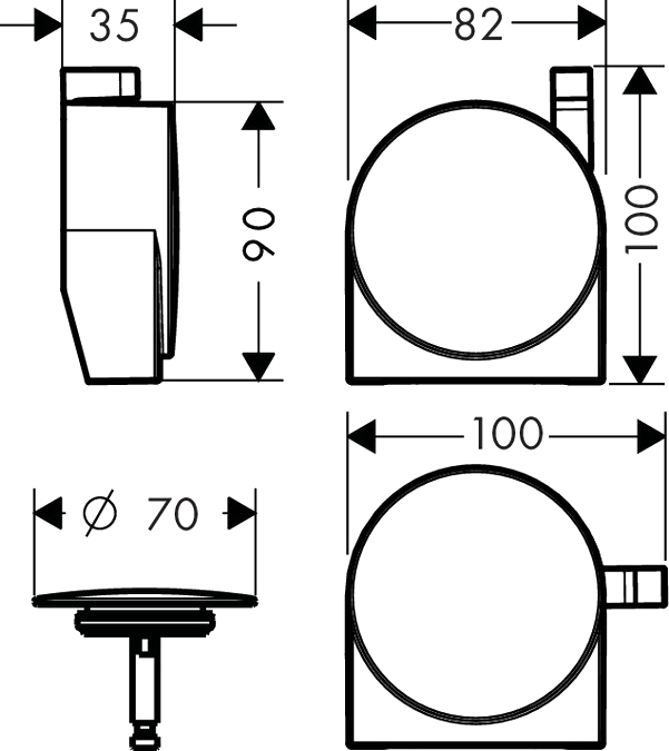 Слив-перелив Hansgrohe Exafill S 58113000 с заполнением переливом