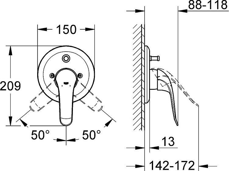 Смеситель для ванны Grohe Euroeco 32785000