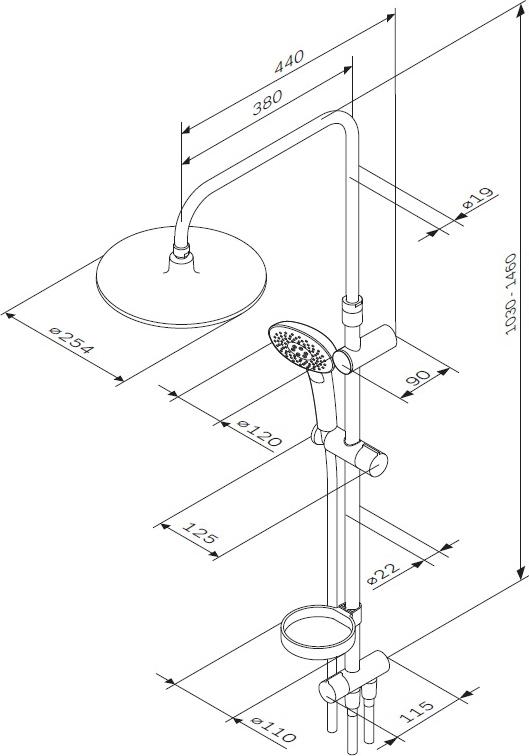 Душевая стойка Am.Pm Spirit 2.0 F0770A100, хром