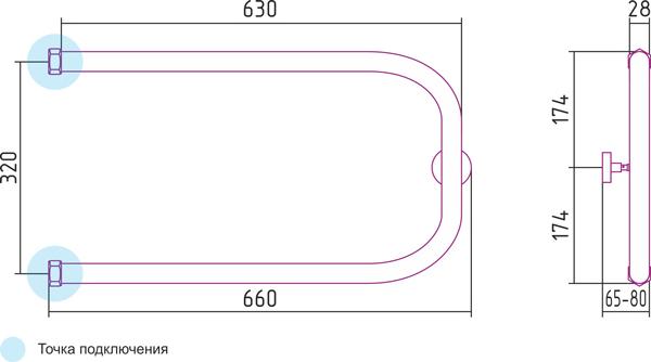 Полотенцесушитель водяной Сунержа П-образный 32x65