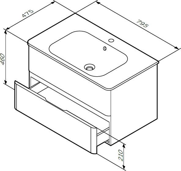 Тумба под раковину Am.Pm Bliss D 80 см M55FHX0802WG, белый глянец