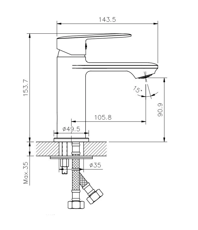 Смеситель для раковины Koller Pool Line LN0200 хром