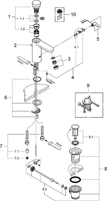 Смеситель для раковины Grohe Eurosmart Cosmopolitan 36318000