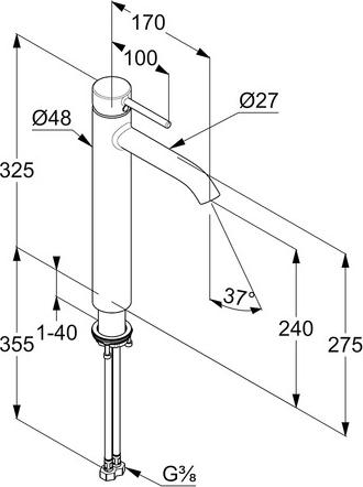 Смеситель Kludi Bozz 382863976 для раковины чёрный матовый