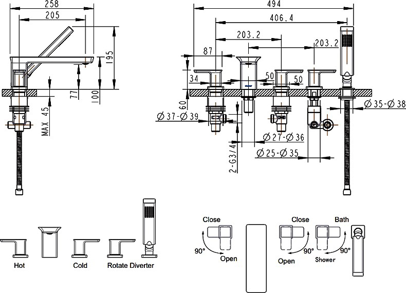 Смеситель Bravat Phillis F556101C-RUS на борт ванны