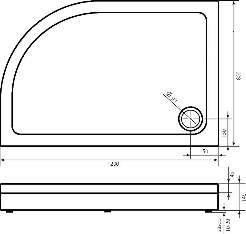 Душевой поддон Bas Раунд 120x80 ПН00069 левый, белый