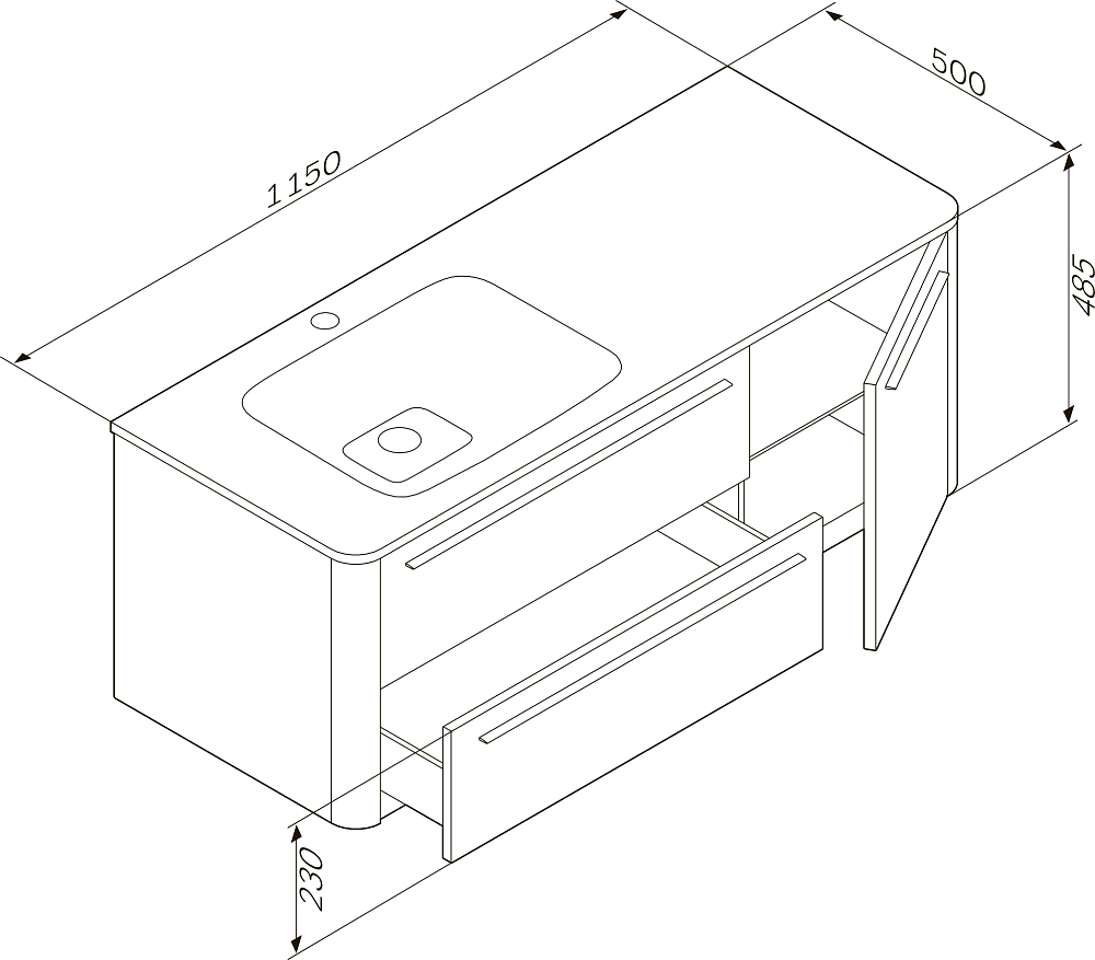 Тумба для комплекта Am.Pm Awe M15FHL1153GH 115 см L королевский серый