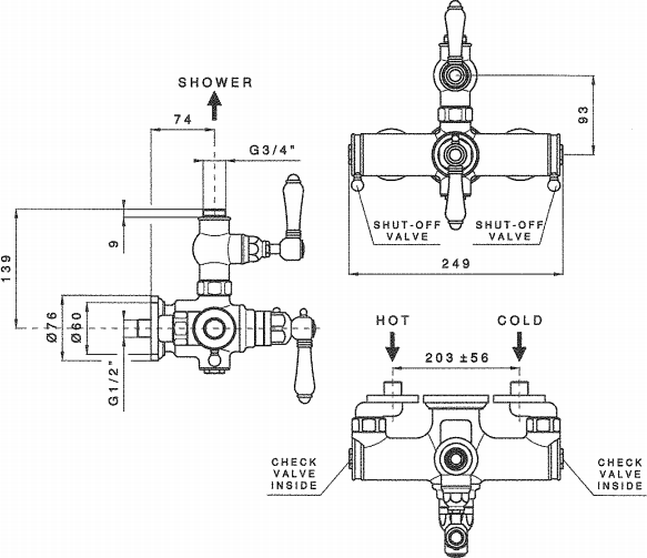 Смеситель для душа Nicolazzi Termostatico 4917BZ69, бронза