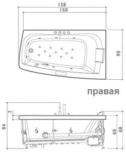 Акриловая ванна Jacuzzi Folia 9550-532A Sx/Dx белый