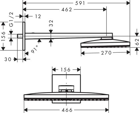 Верхний душ Hansgrohe Rainmaker Select 460 1jet 24003400