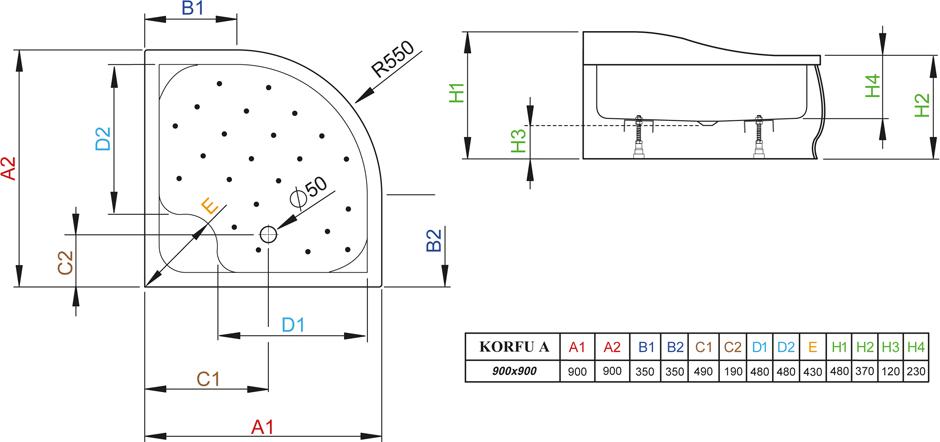 Поддон для душа Radaway Korfu A900