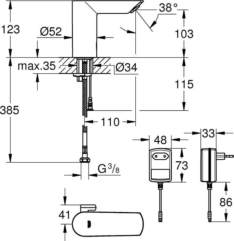 Смеситель для раковины Grohe Bau 36453000