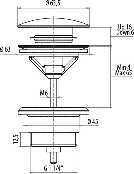 Донный клапан для раковины Gattoni Accessori 1510/00C0 хром