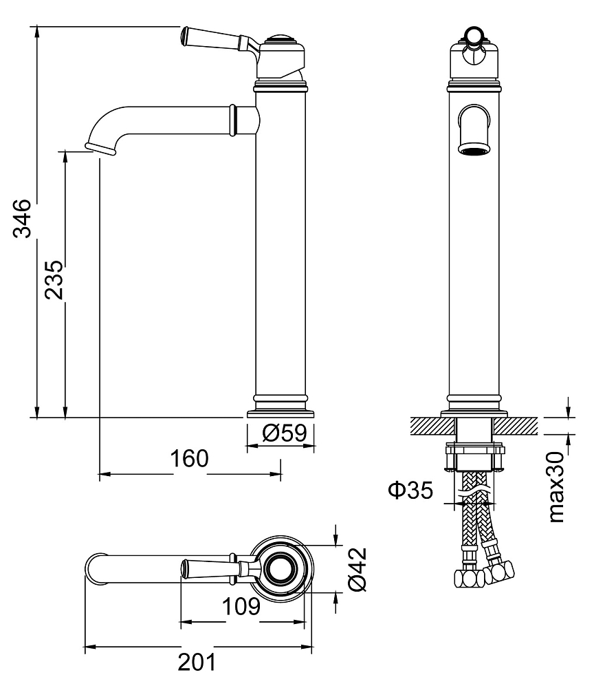 Смеситель для раковины Timo Arisa 5311/02F бронза, антик