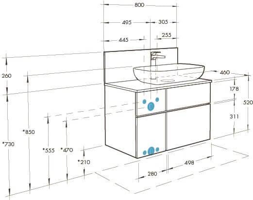 Столешница Aquaton Мишель 80 1A253203MIX40, бежевый