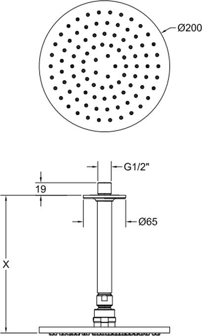 Верхний душ с кронштейном Gessi Inciso 58150#149, finox