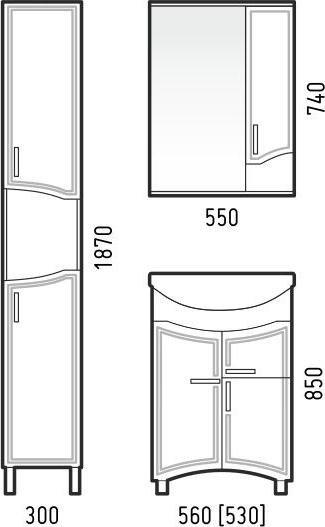 Зеркало-шкаф Corozo Креста 55 SD-00000292, белый, правый