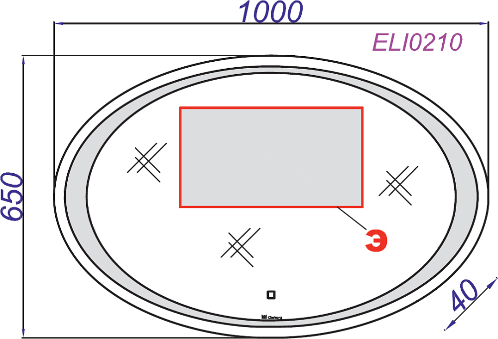 Зеркало Aqwella Clarberg Ellipse 100 ELI0210 с подсветкой с сенсорным выключателем