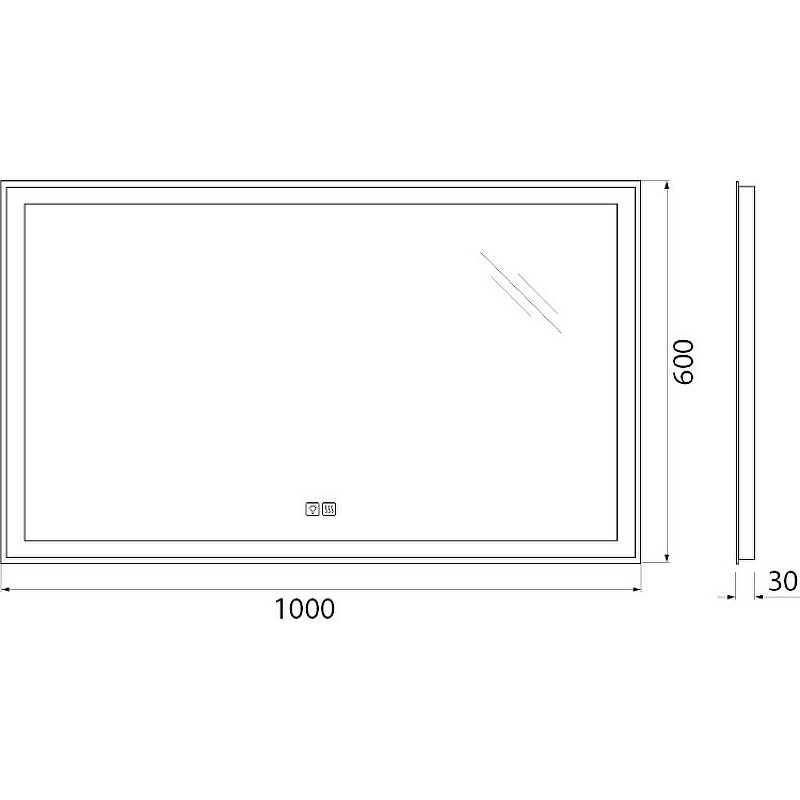 Зеркало BelBagno SPC-GRT-1000-600-LED-TCH-WARM 100 см, с подсветкой, подогревом и сенсорным выключателем