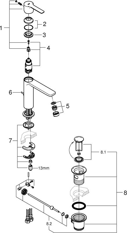 Смеситель для раковины Grohe Lineare New 32114DC1 суперсталь