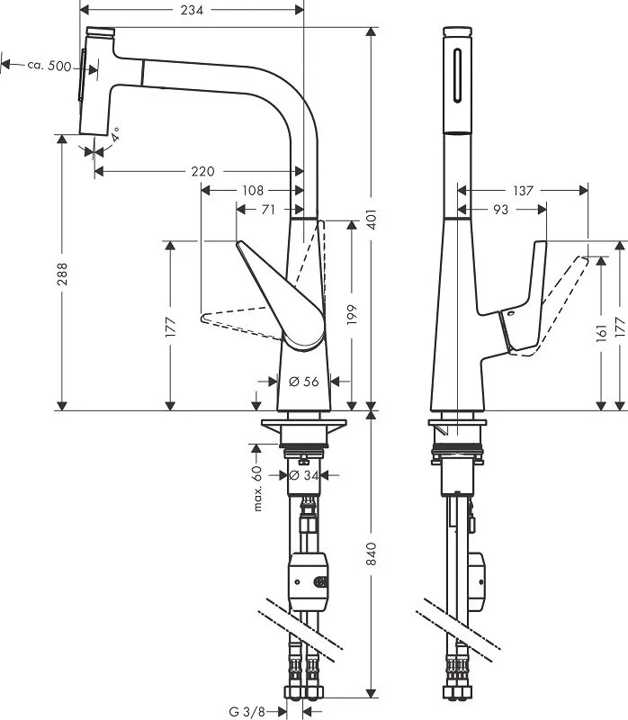 Смеситель для кухни Hansgrohe Select 72823800 серый