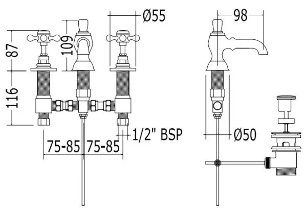 Смеситель для раковины Devon&Devon Victorian IBV512OT золото