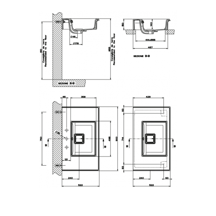 Раковина подвесная 90 см Gessi Eleganza 46814#800, белый / ral