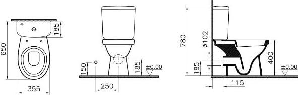 Напольный унитаз-компакт Norm Fit Duroplast 9844B099-7205, с микролифтом