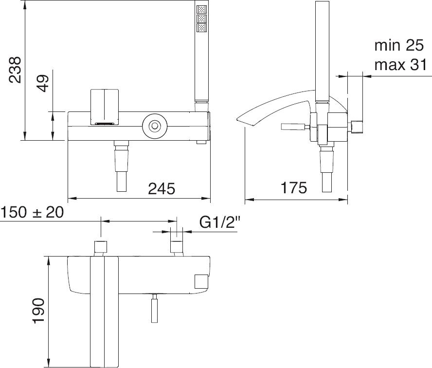 Смеситель Treemme Arche 0200.CC для ванны с душем