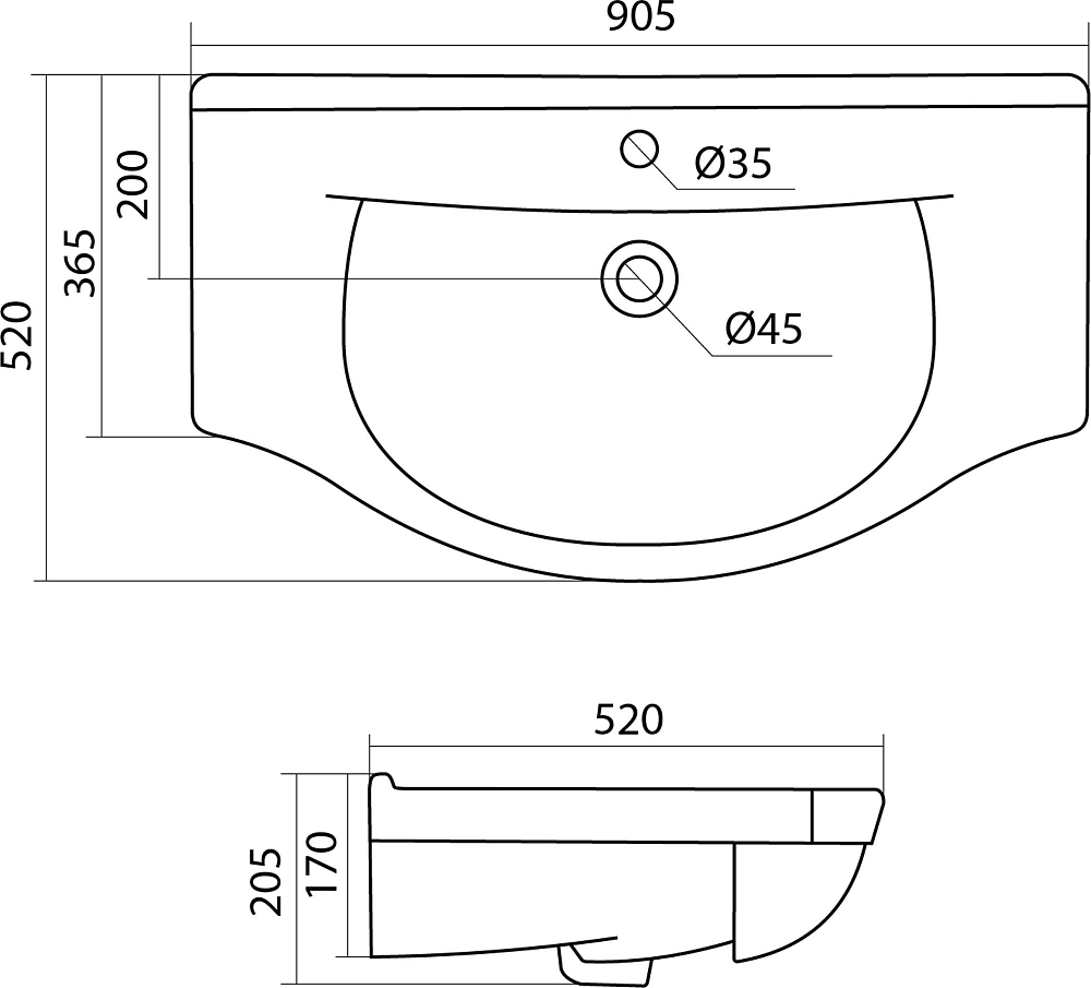 Раковина Santek Эльбрус 1WH110790 90 см.