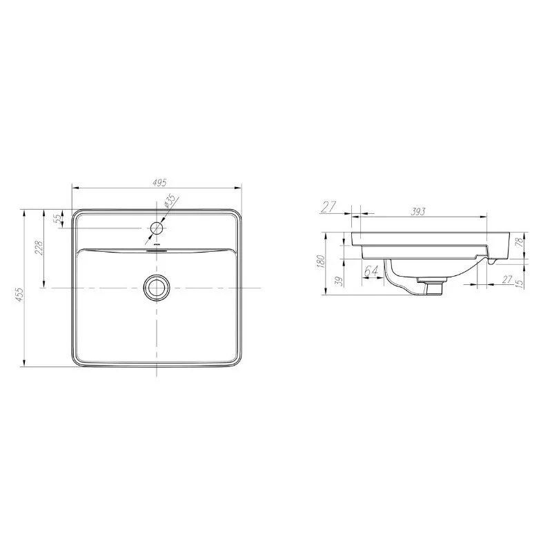 Раковина накладная Arrow AGP42054C белый