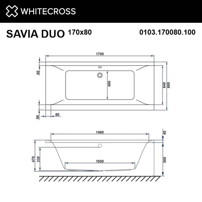 Акриловая ванна Whitecross Savia Duo 0103.170080.100.SMART.CR белый