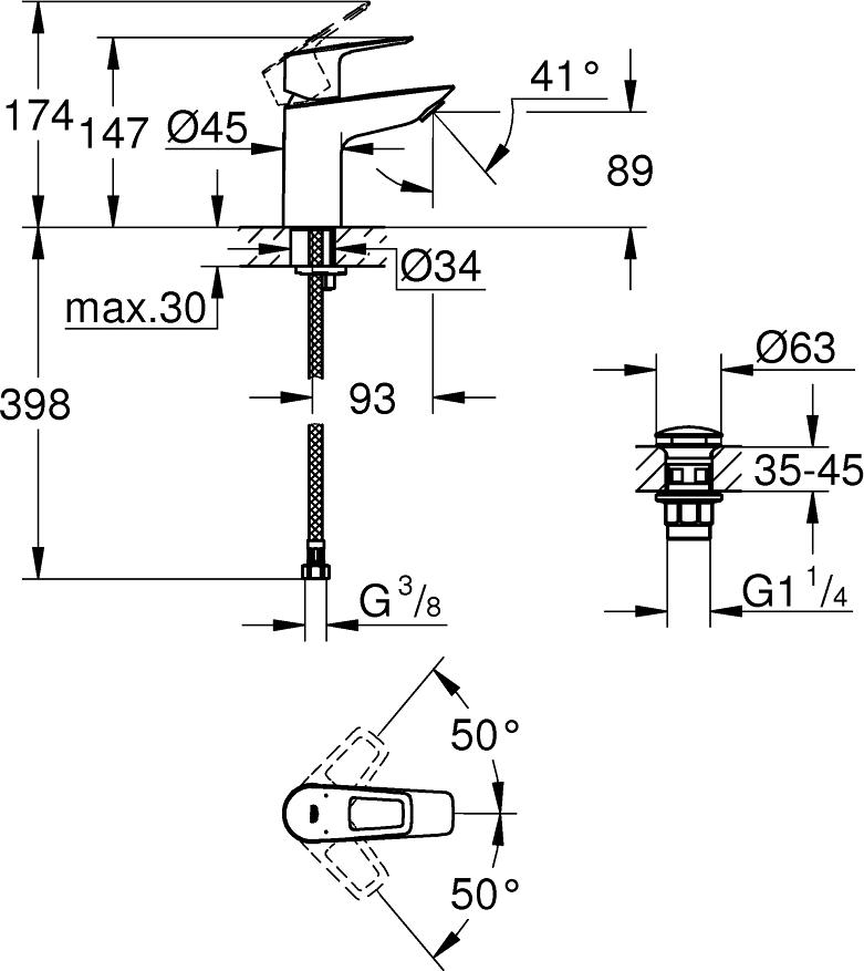 Смеситель для раковины Grohe BauLoop 23878001, хром