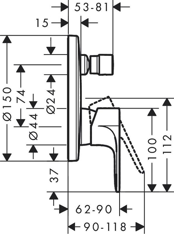 Смеситель для ванны c душем Hansgrohe Rebris S 72467000, хром