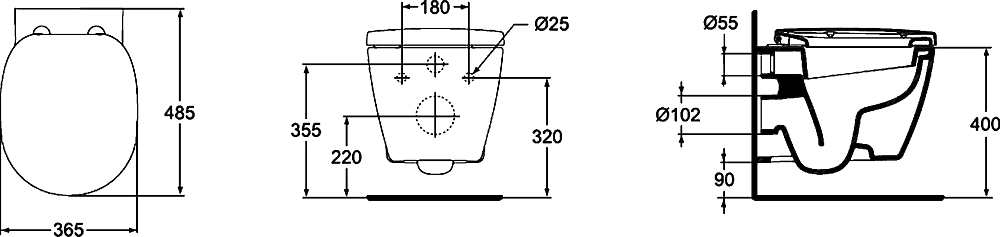 Подвесной унитаз Ideal Standard Connect E804601 укороченный